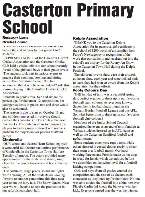 Casterton News, 27 September