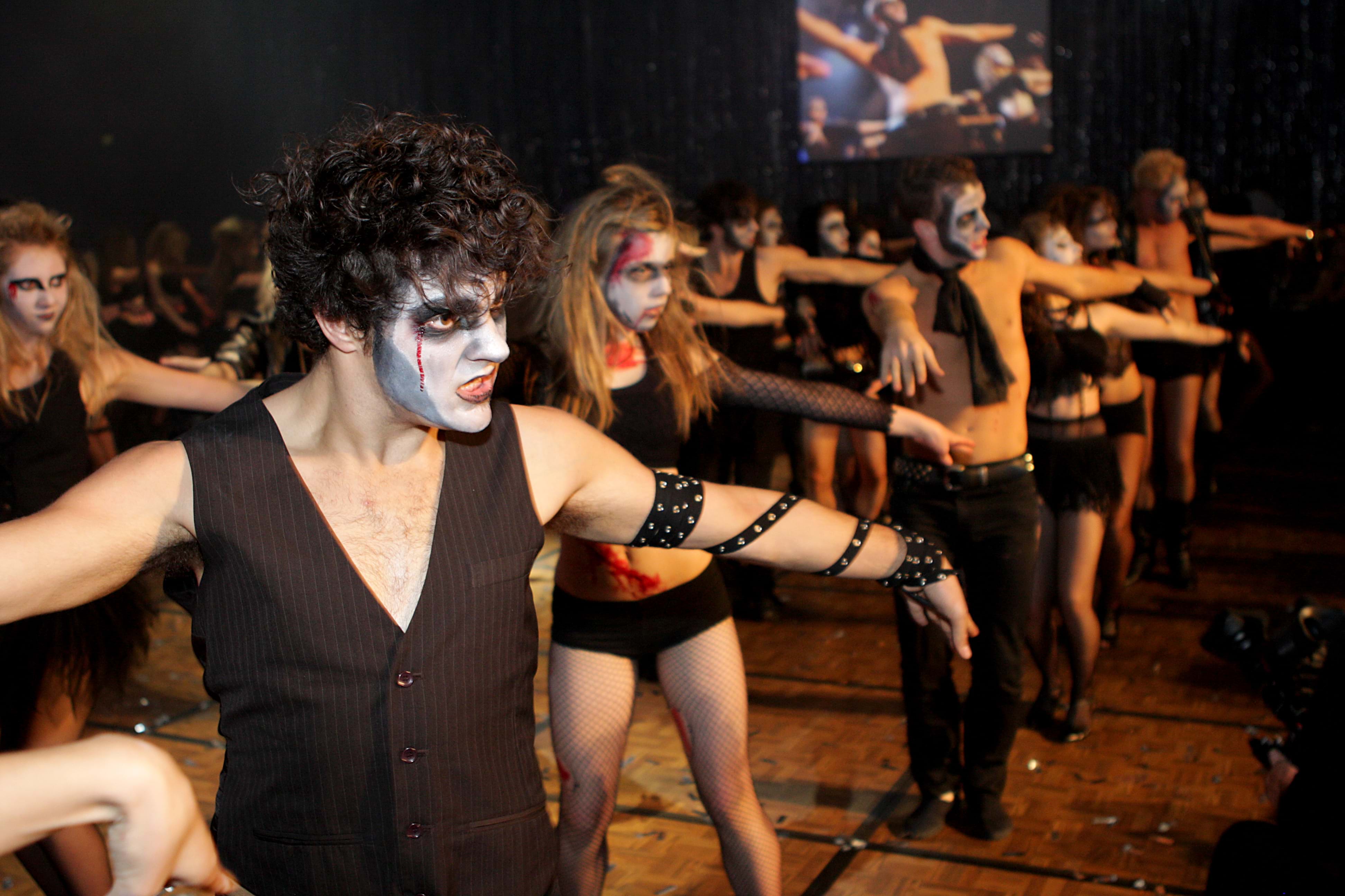 Dancers perform Michael Jackson's Thriller for guests at Fight Cancer Foundation's Red Ball Melbourne.